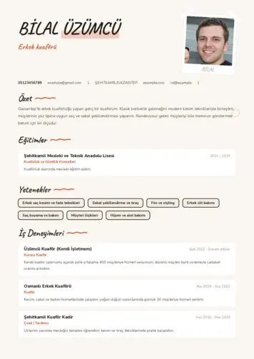 Kuaför Cv Örnekleri cv indir